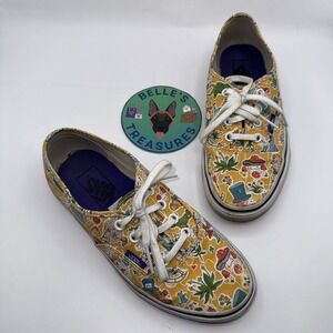 Vans Womens 7.5 Liberty of London Yellow Alice In Wonderland Shoes Low Top Lace